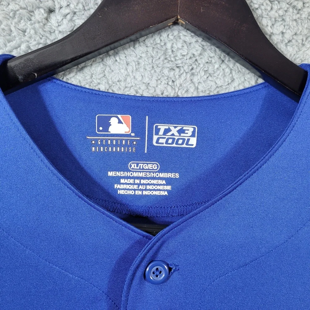 MLB TX3 Cool Chicago Cubs Blue Red Short Sleeve Baseball‎ Jersey XL